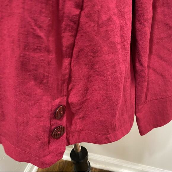 Habitat Brick Red Top Size Medium Asymmetrical Collar Relaxed Fit Rayon Blend - Picture 9 of 11